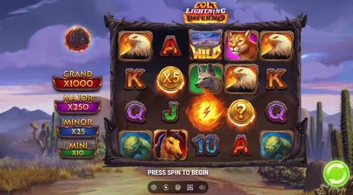 Skrini ya mchezo ya Colt Lightning Inferno